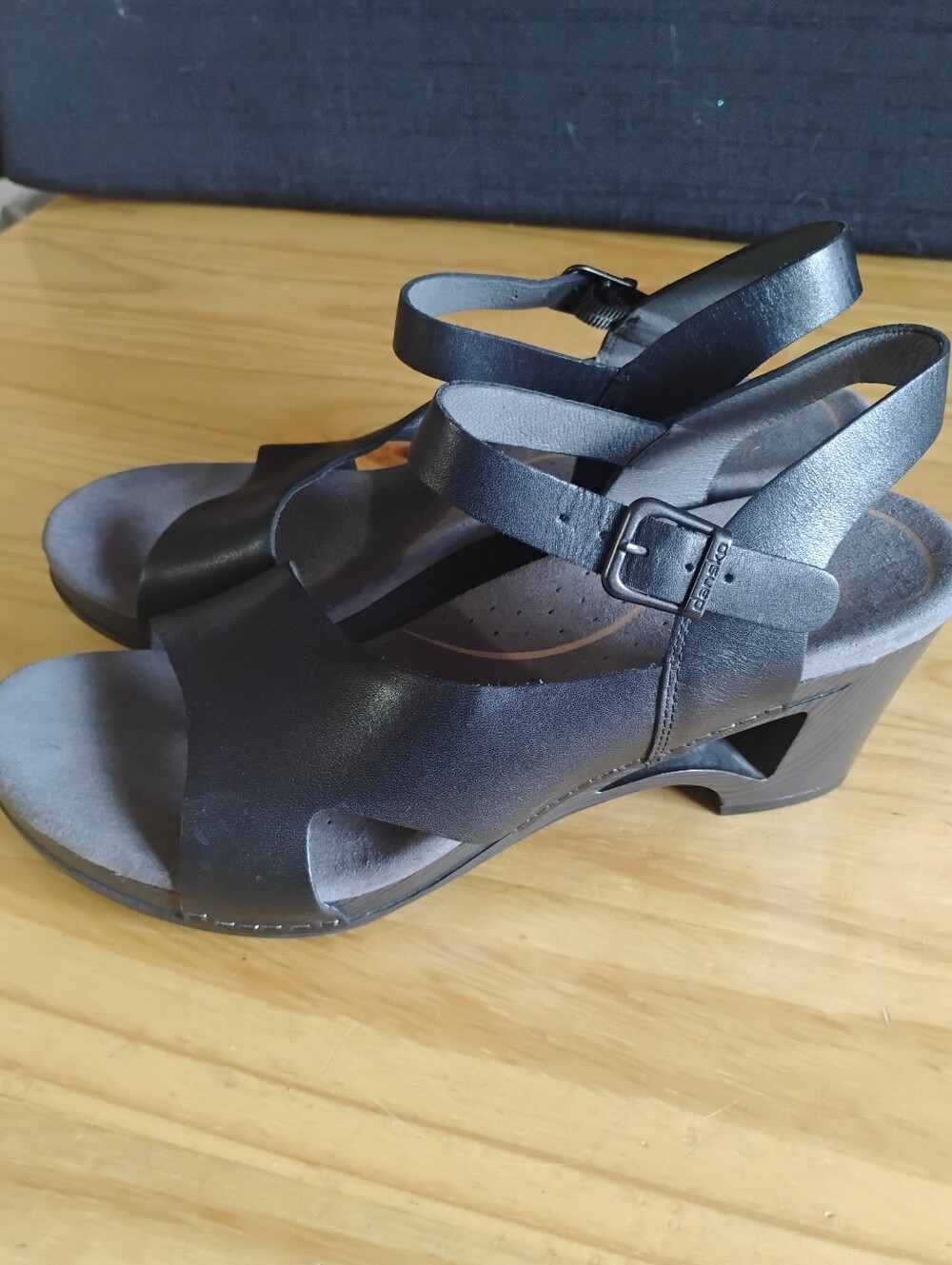 Dansko Black Leather Slingback Sandals